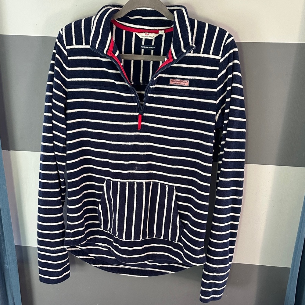Vineyard Vines Navy and White Striped Pullover “the shep shirt”